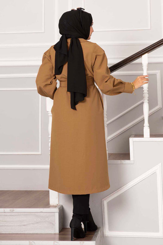 Trench imperméable à manches ballon Tan