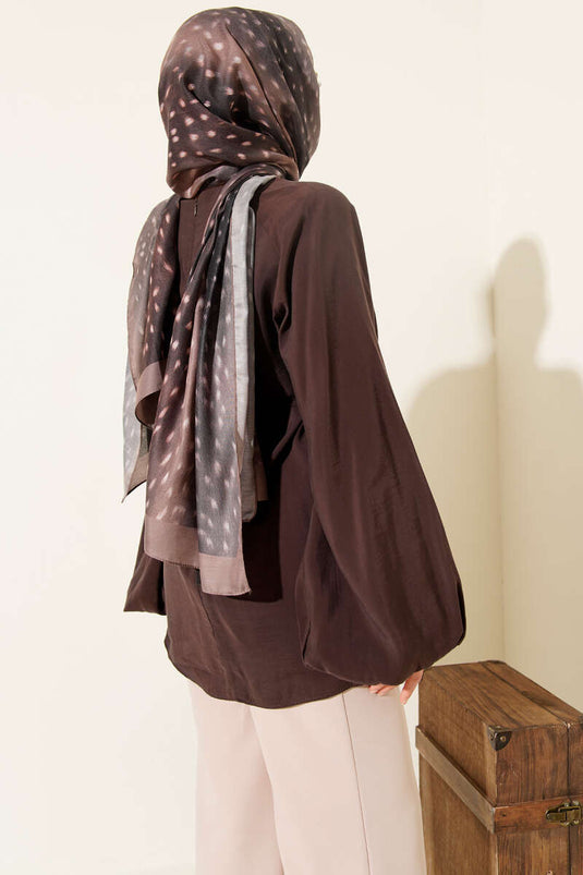 Balloon Sleeve Tencel Tunic Coffee