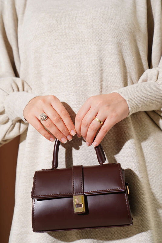 Robe en maille à manches ballon beige