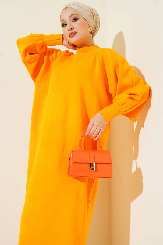 Robe en maille à manches ballon Ambre