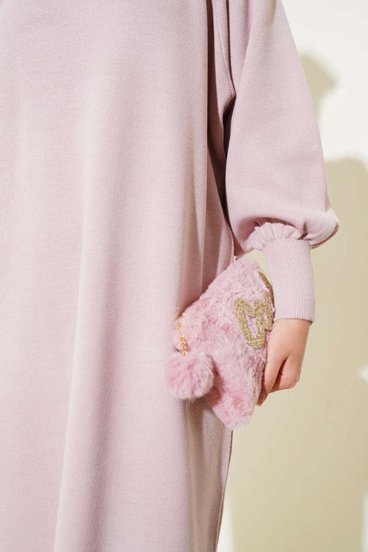 Robe en tricot à manches ballon Poudre