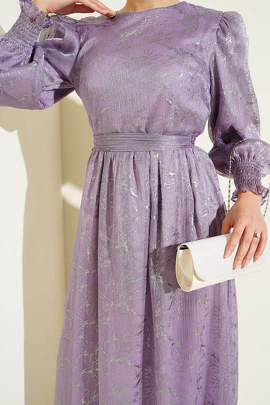 Lila Abendkleid Mit Ballonärmeln