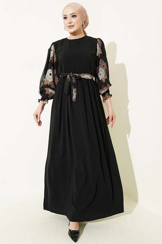 Robe Brodée À Manches Bouffantes Latte
