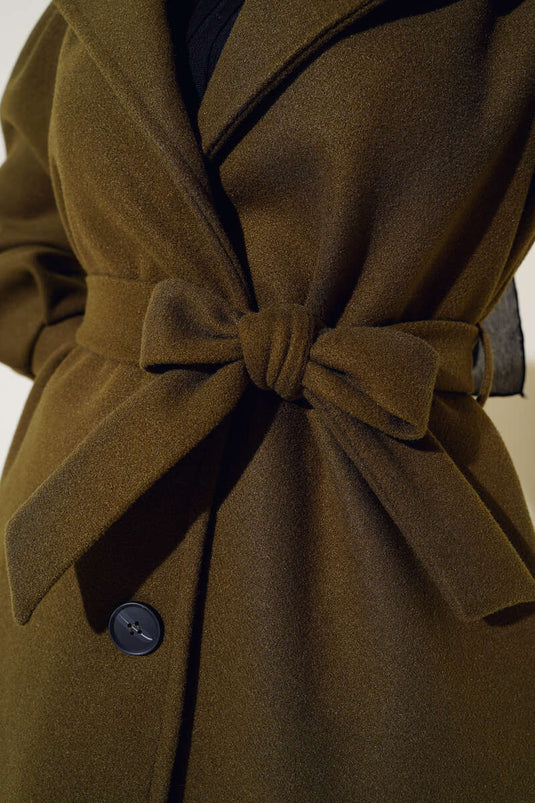 Manteau à manches ballon modèle long kaki Stamp