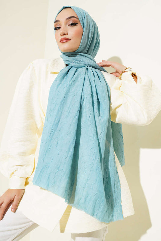 Bambu Kraş Şal Açık Mavi