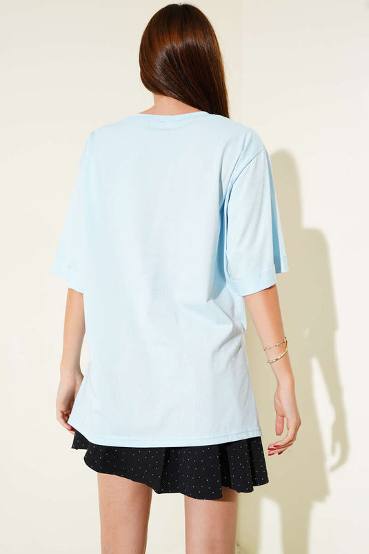 T-shirt Barfield à manches doubles imprimé bleu ciel