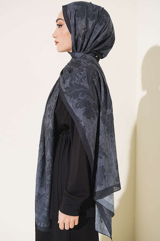 Écharpe En Bambou À Motif Baroque Anthracite