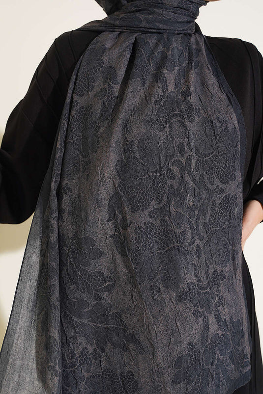 Écharpe En Bambou À Motif Baroque Noir