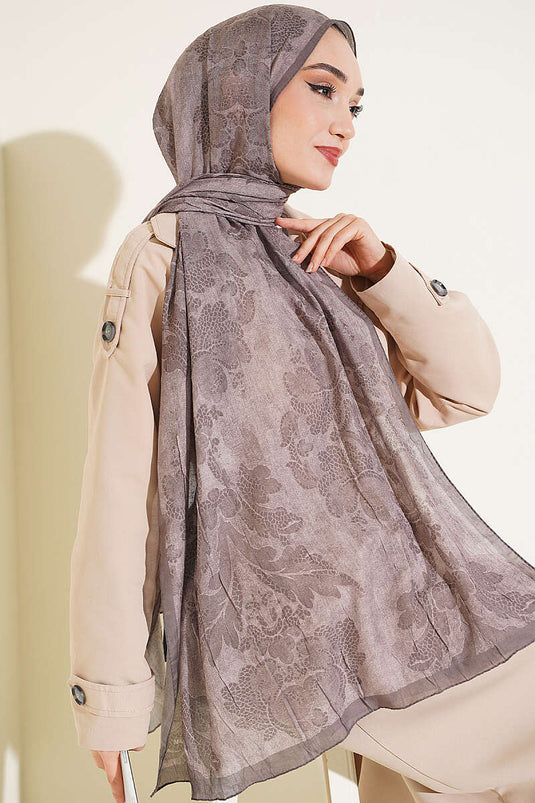 Baroque Pattern Bamboo Knit Shawl Mink