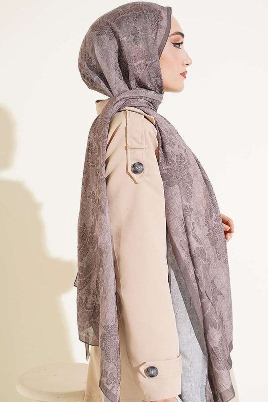 Baroque Pattern Bamboo Knit Shawl Mink