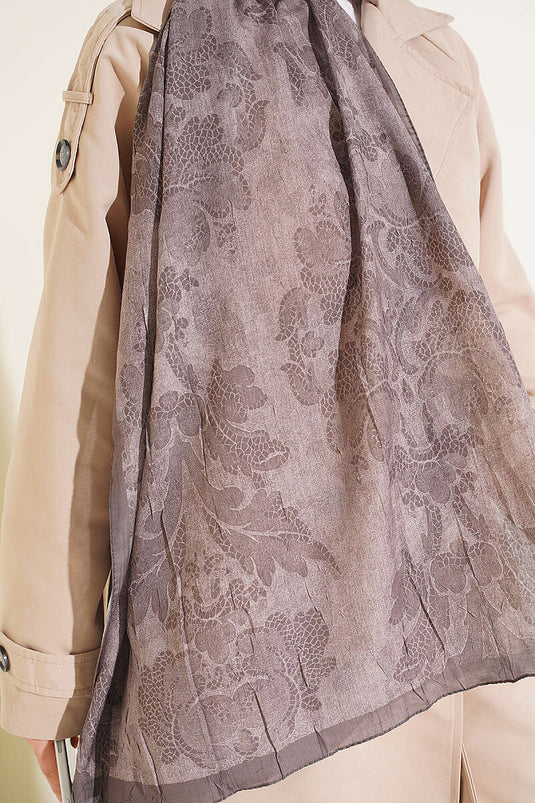 Baroque Pattern Bamboo Knit Shawl Mink