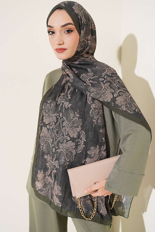 Écharpe En Bambou À Motif Baroque Et Franges Zümrüt
