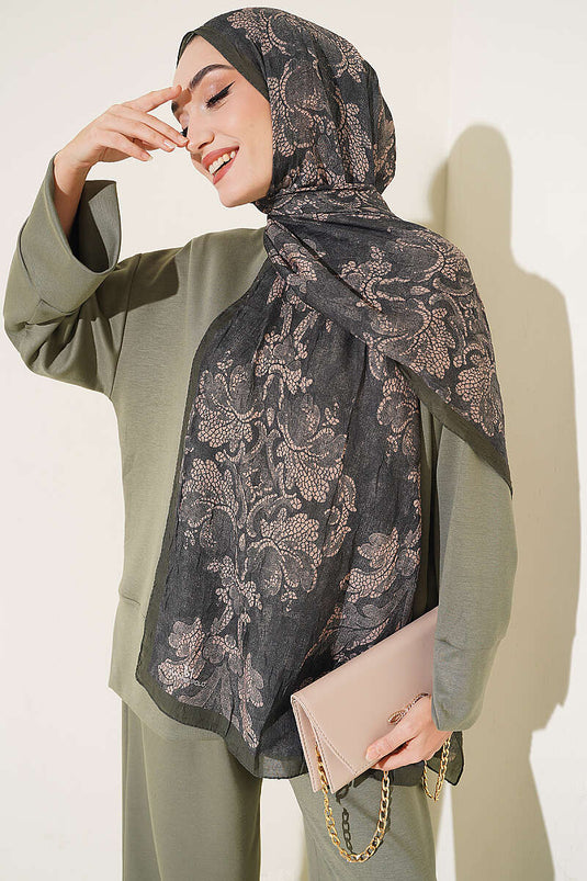 Écharpe En Bambou À Motif Baroque Et Franges Zümrüt