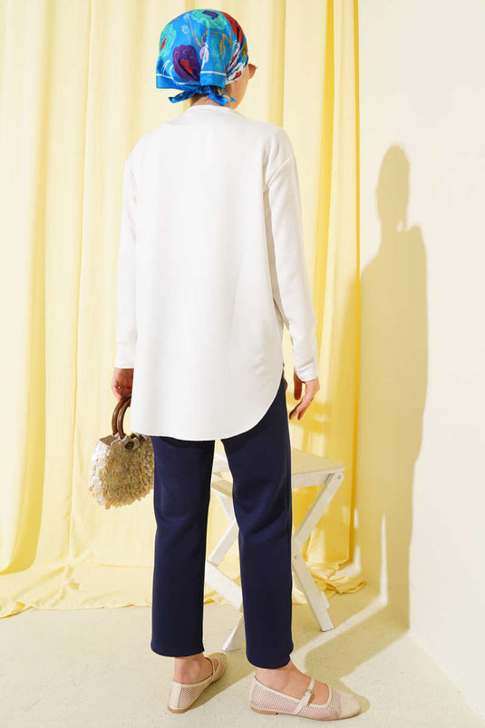 Basic Alt Dikişsiz Tunik Beyaz