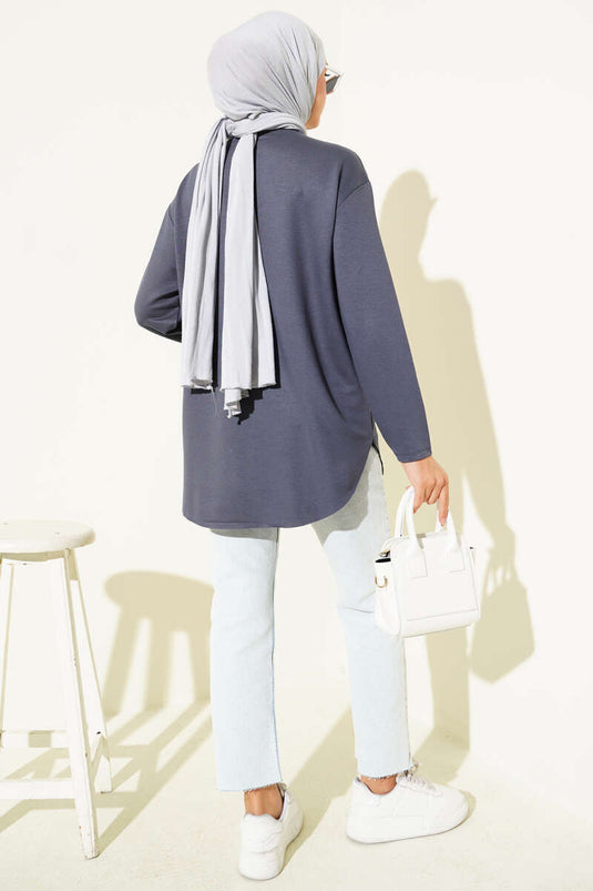 Basic Seamless Bottom Tunic, Smoke Grey