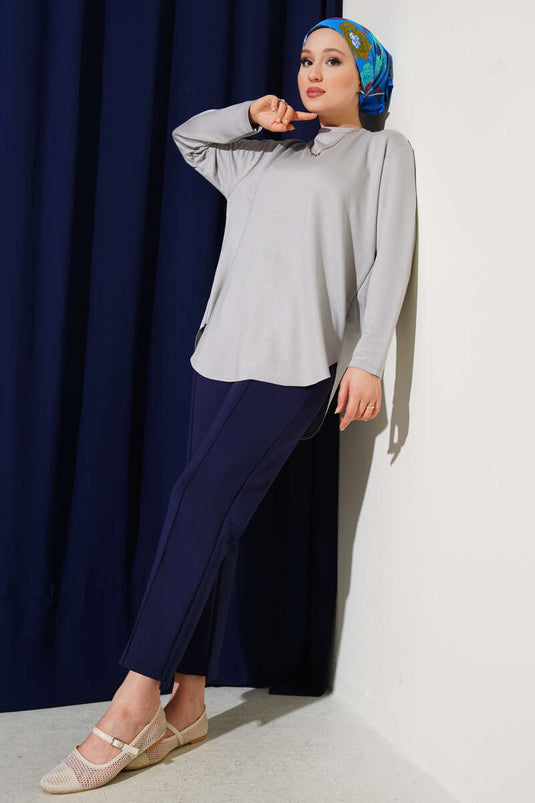 سترة أساسية بدون خياطة، رمادية اللون