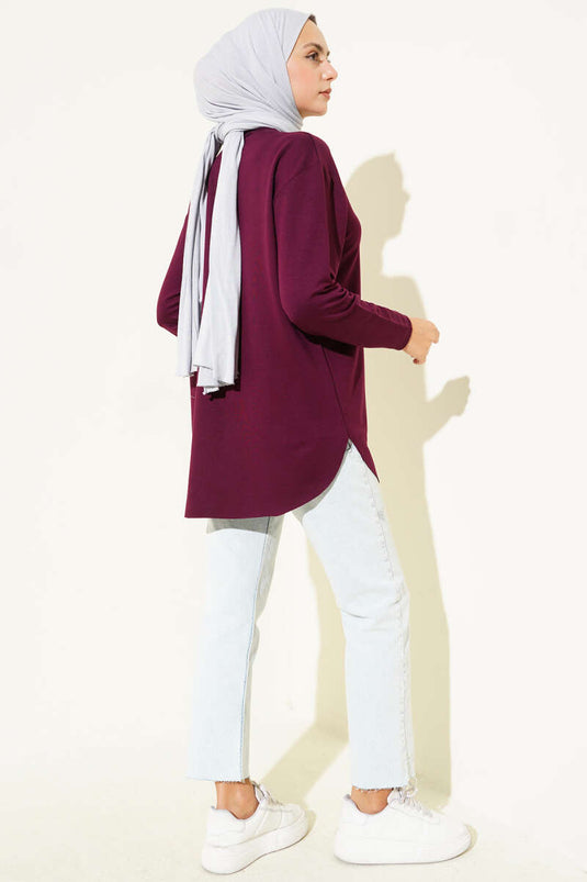 Basic Seamless Hem Tunic Mauve