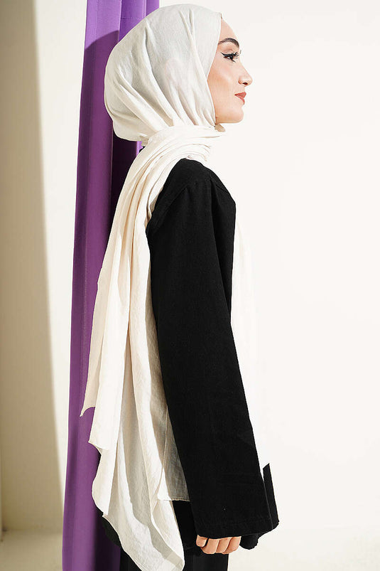 Basic Ayrobin Şal Kırık Beyaz
