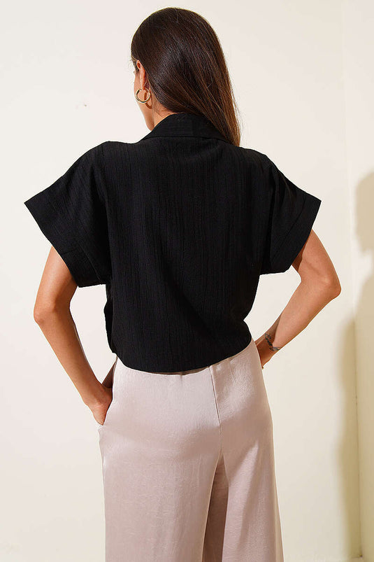 Basic Tie-Front Shirt Black