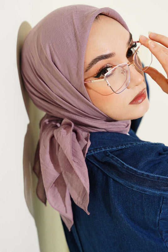 Écharpe basique en bambou froissé, lilas clair