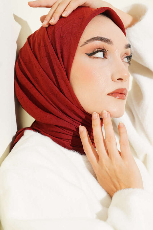 Écharpe basique en bambou froissé bordeaux