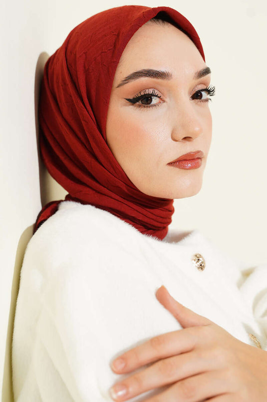 Basic Bambu Kraş Eşarp Bordo