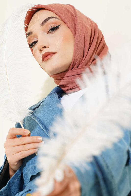 Basic Bambu Kraş Eşarp Gül Kurusu