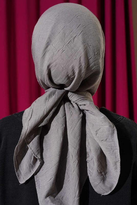 Écharpe basique en bambou froissé, gris ardoise