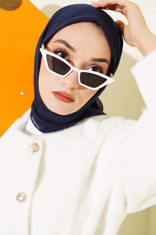 Écharpe basique en maille de bambou bleu marine