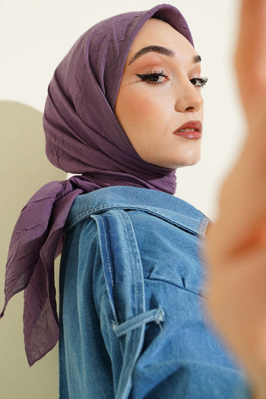 Écharpe basique en maille de bambou lilas