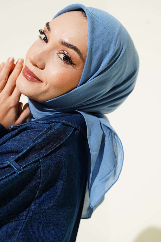 Écharpe basique en bambou Kash bleue