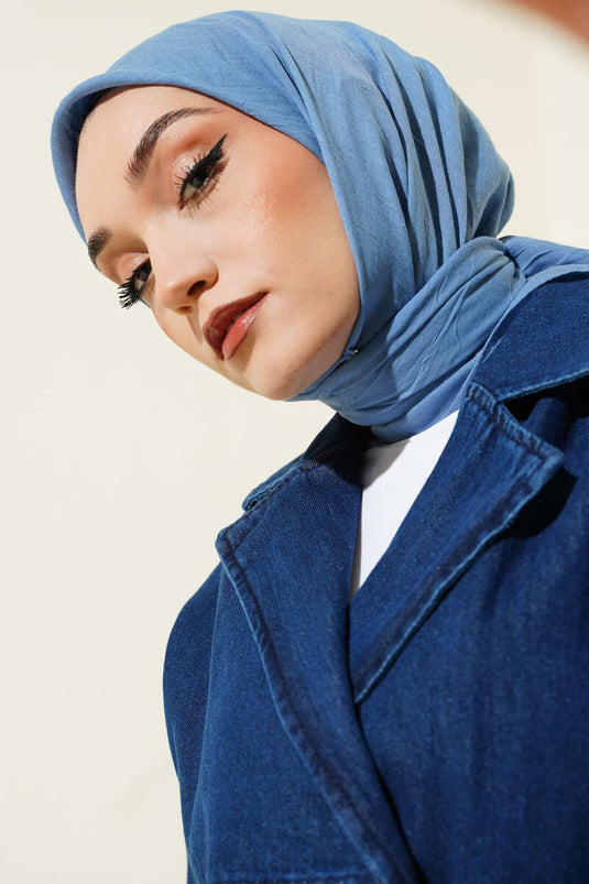 Basic Bambu Kraş Eşarp Mavi