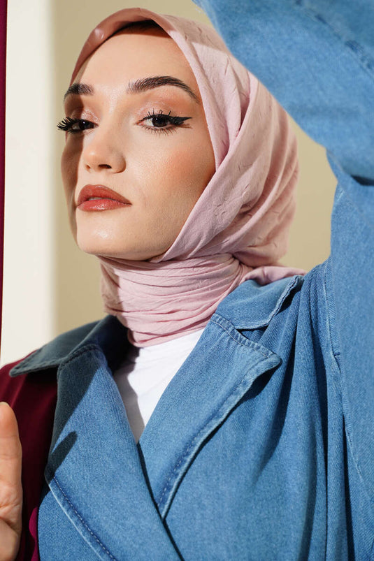 Basic Bambu Kraş Eşarp Toz Pembe
