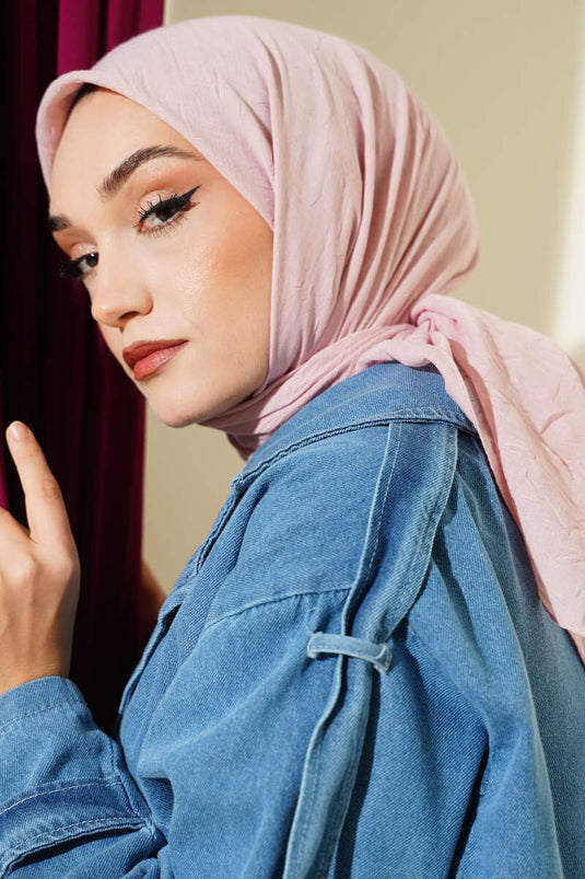 Basic Bambu Kraş Eşarp Toz Pembe