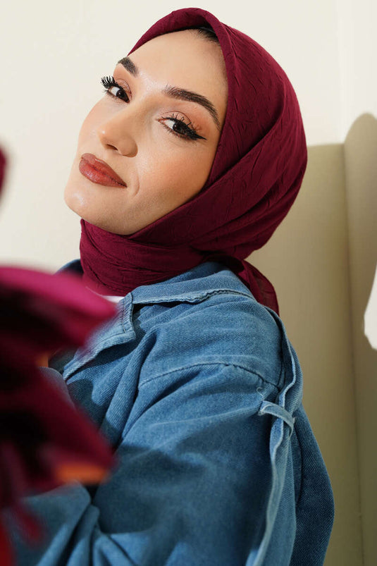 Basic Bambu Kraş Eşarp Vişne