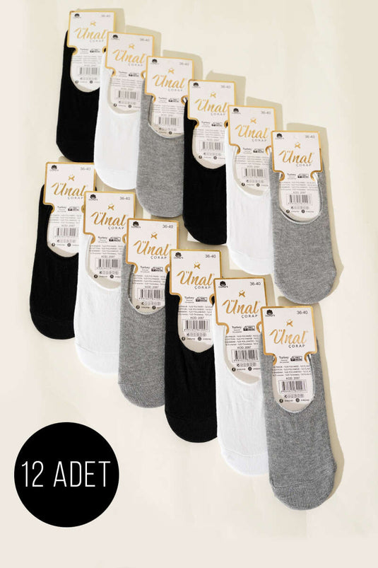 Basic Damen-Ballerinasocken, 12er-Pack, verschiedene Farben 1