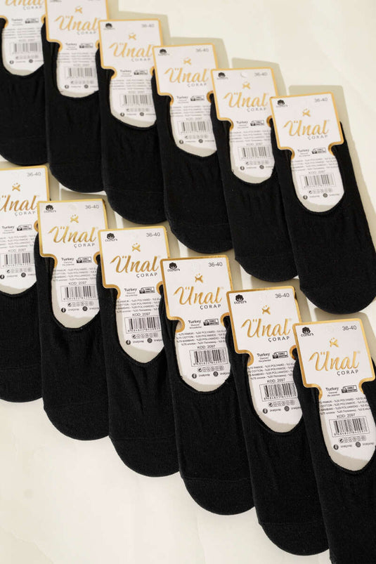 Basic Damen-Ballerinasocken, 12er-Pack, Schwarz