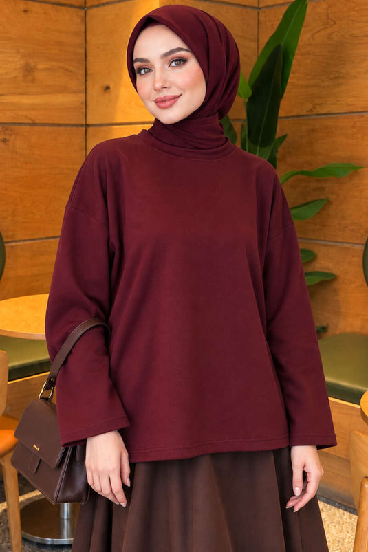 Blouse Basic À Col Rond Mauve