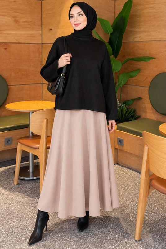 Basic Black Crew Neck Blouse