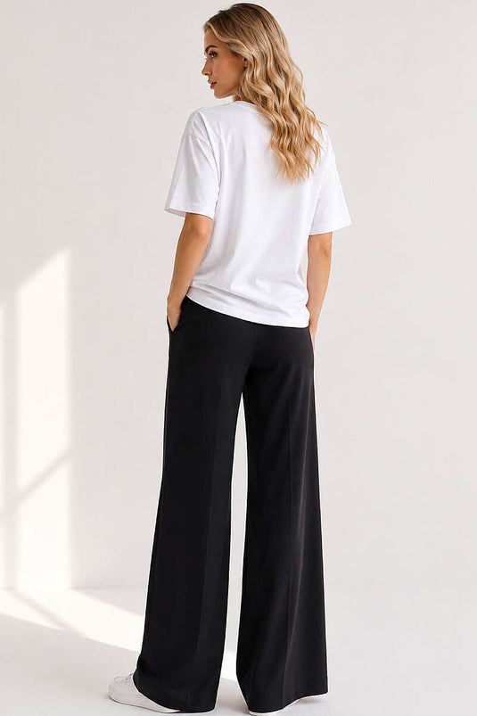 Basic Bisiklet Yaka Detaylı T-shirt Beyaz