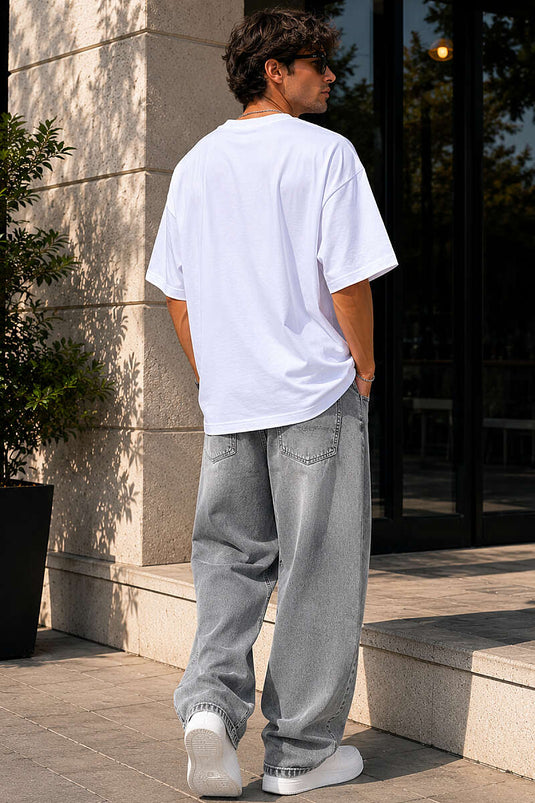 T-shirt oversize homme col rond basique blanc