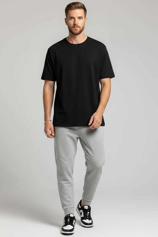 Basic Bisiklet Yaka T-shirt Siyah