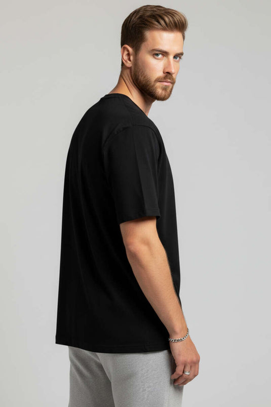 Basic Bisiklet Yaka T-shirt Siyah