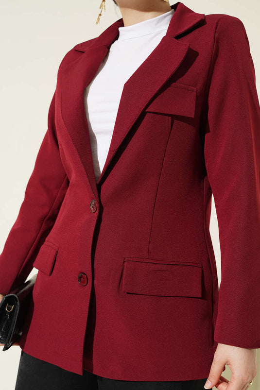 Basic Cepli Ceket Bordo