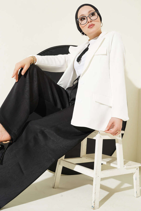 Basic Cepli Ceket Ekru