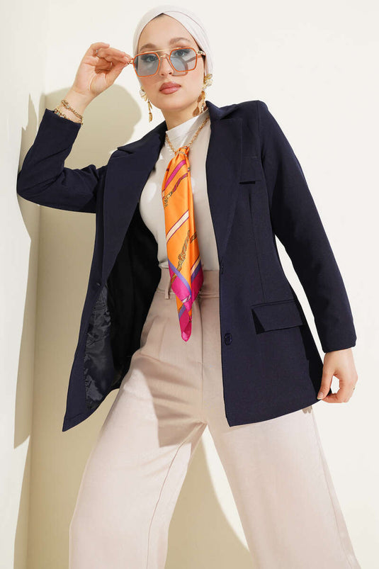 Basic Cepli Ceket Lacivert