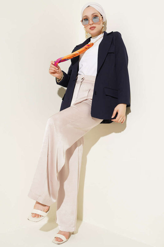 Basic Cepli Ceket Lacivert