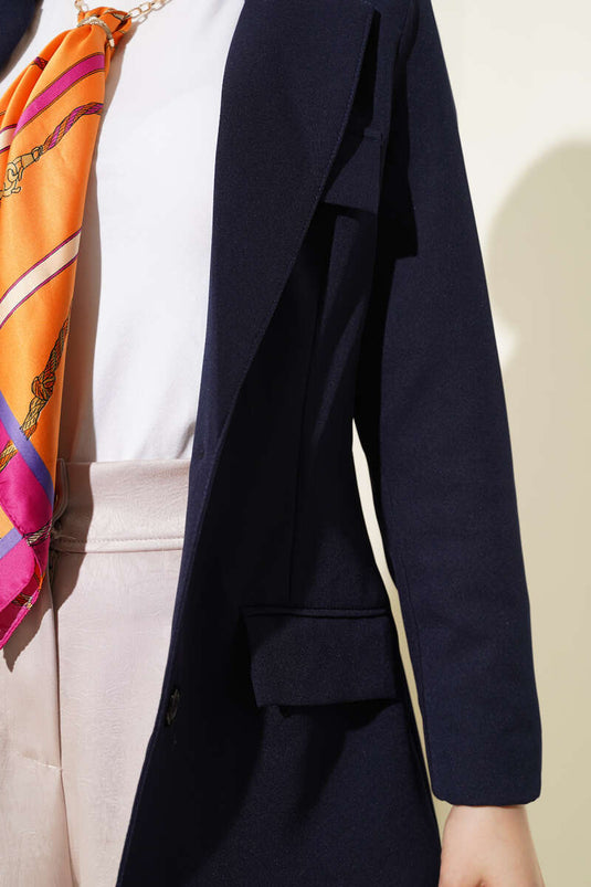 Basic Cepli Ceket Lacivert