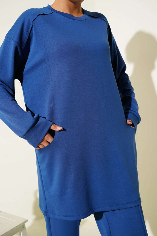 بدلة جيب أساسية من قطعتين نيلي