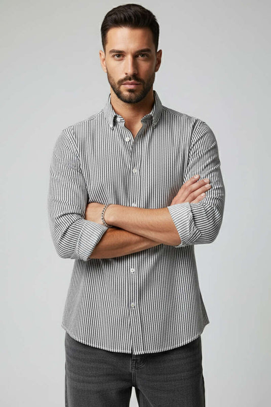 Basic Striped Men's Shirt Navy Blue